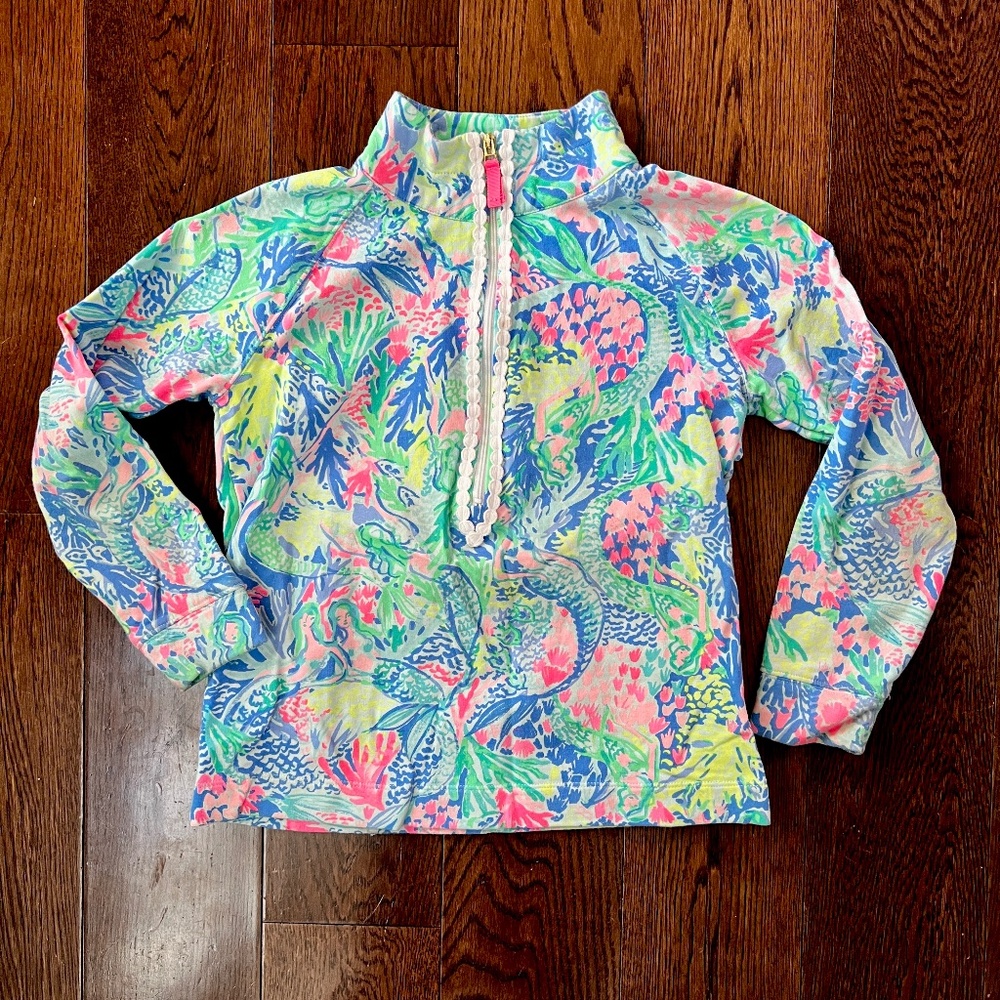 Lilly Pulitzer Girls Athletic Pullover Jacket - Mermaids Cove - Sz Large 8 - 10
